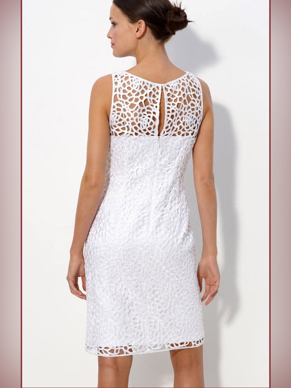 Elegant White Lace Sheath Dress - Picture 2 of 6